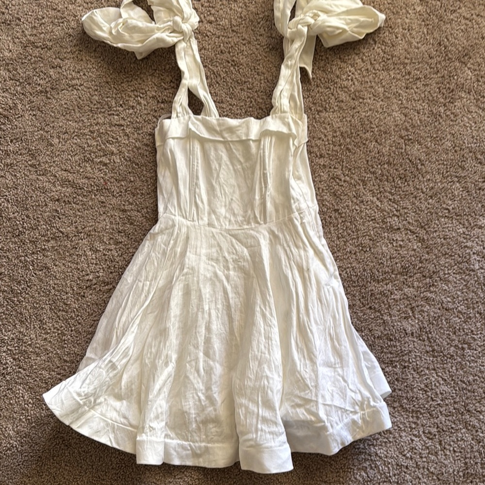 DISSH Cream Ruffled Tiered Sundress Spaghetti Straps